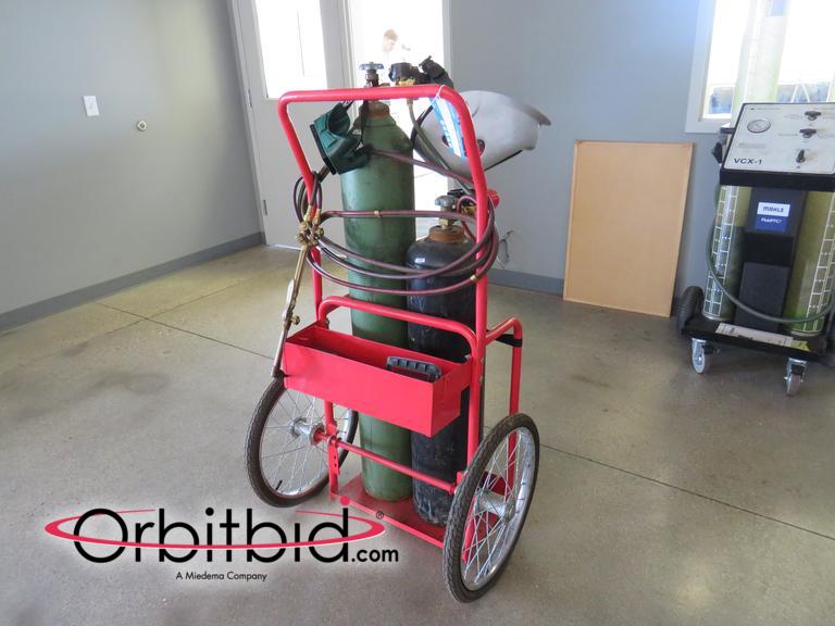 (1) oxygen/acetylene tank cart with...