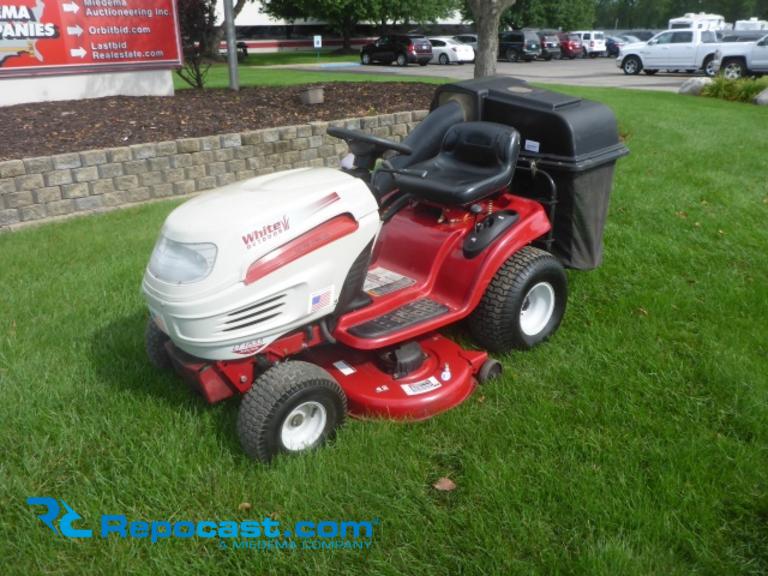 White outdoor cheap riding lawn mower