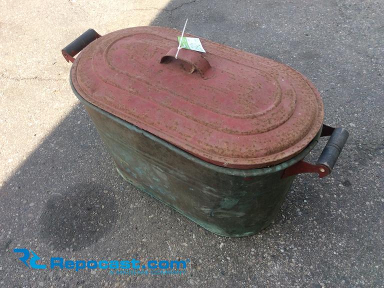 Vintage canning kettle with strainer