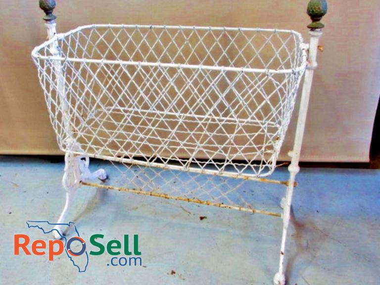 Antique wrought iron outlet crib