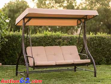 Auction62 Com 3 Seat Outdoor Canopy Swing Glider Furniture