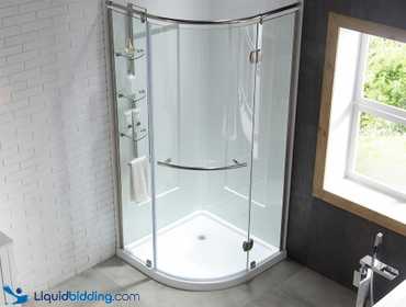 Liquidbidding Amber Corner Shower Kit In White And