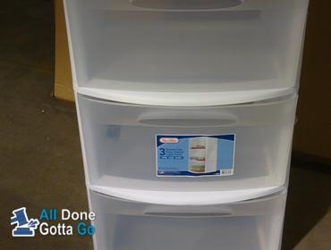 All Done Gotta Go Sterilite 3 Drawer Wide Cart White