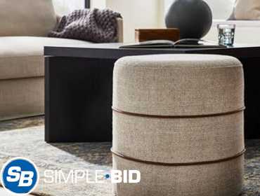 SimpleBid Inc. | New Catalina Mudcloth Round Ottoman