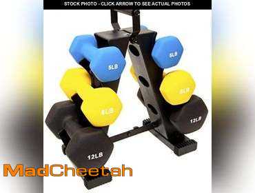 Balancefrom colored neoprene coated best sale dumbbell set with stand