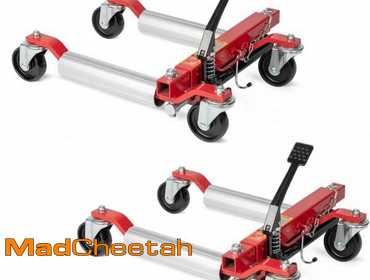 TUFFIOM Hydraulic Car Wheel Dolly Set (2-Pack) – 1500-lb Capacity, 12" Wide Tire, 360° Casters, Blue