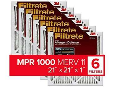 Filtrete 21x21x1, AC Furnace Air Filter, MPR 1000, Micro Allergen Defense, 6-Pack (exact...