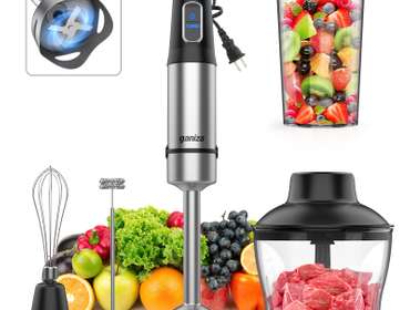 Ganiza Immersion Blender 5 in 1 Hand Blender Max 1000W Heavy Duty Motor, 16 Speed Mode Handheld...