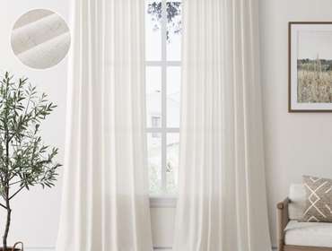 Bid Llama | SMABU Linen Semi Sheer Curtains 108 Inches...