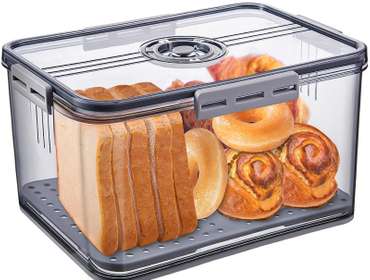 Gifhomfix Bread Box Bread Boxes for Kitchen Counter Airtight, Time Recording Bread Storage...