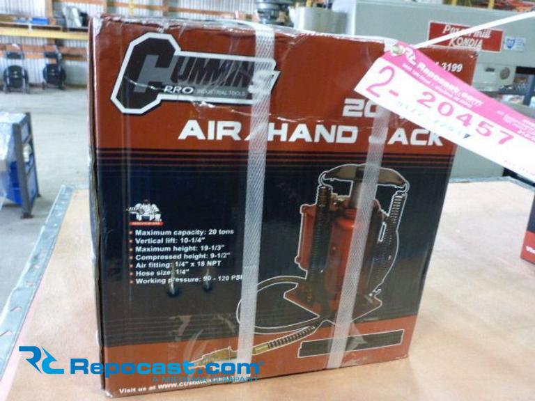 New Cummins 20 Ton Air/Hand Bottle Jack, 10 1/4" Vertical Lift, 19 1/4" Max Height