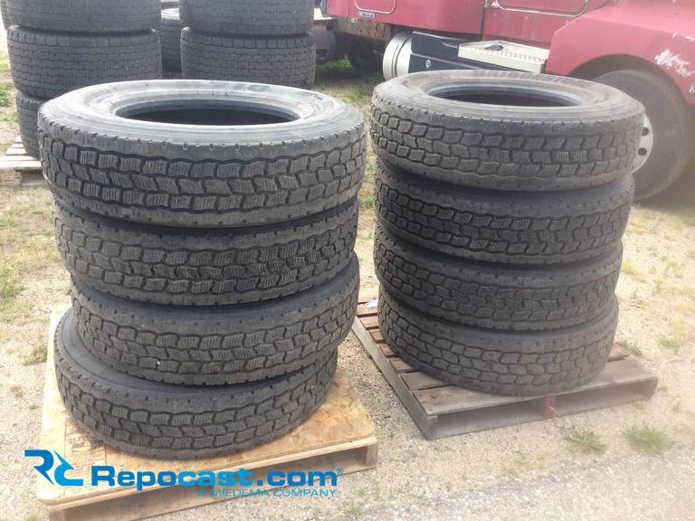 (8) Recap 295/75R22.5 Semi Tires,...