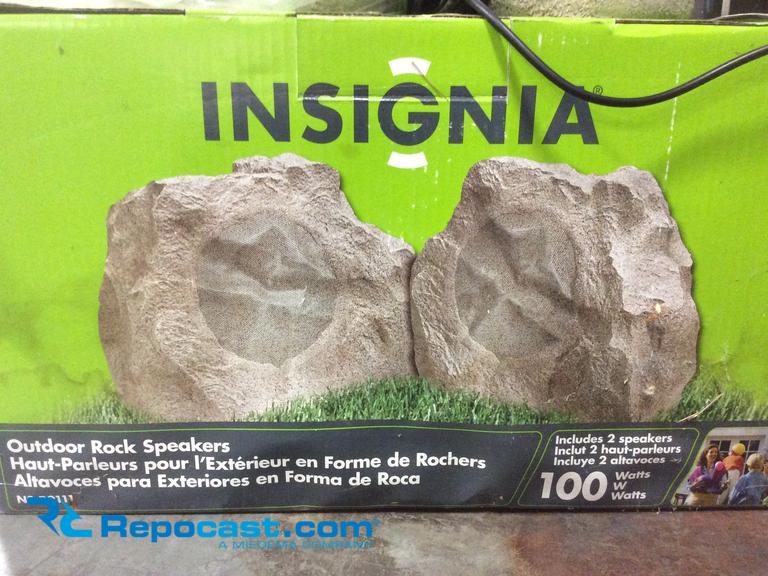 Lot of (4) Insignia outdoor rock speakers, 100 watts.