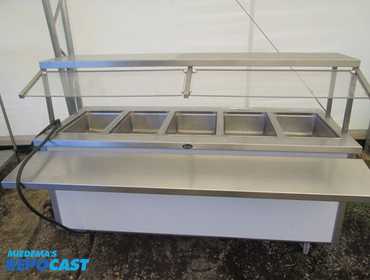 Randell 5 well mobile hot food cart with drop down shelf, and sneeze guard, model RAN HTD-5 S, 31...