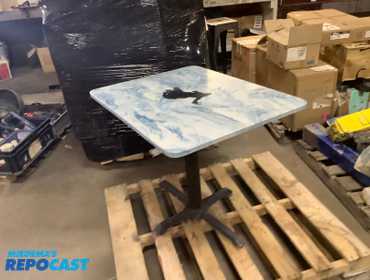 Marble Detroit lions table, 3’x28”x29”