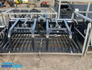 New JCT 72” Rock Bucket Grapple Skid Steer Attachment, Universal Quick Attach, Two Hydraulic...