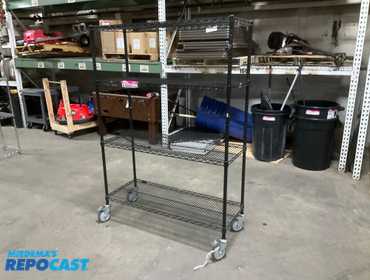 Repocast.com® | (1) ULINE 4-Tier Rolling Metal Wore...