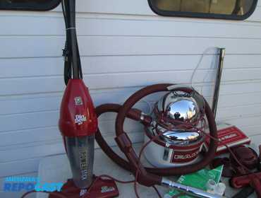 (2) vacuum cleaners. Clean and working. Fairfax chrome canister with attachments, manual, filter...