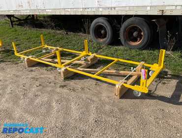 New 12’8” Steel Frame with Casters, has two foot operated brakes, six casters (two rigid and four...