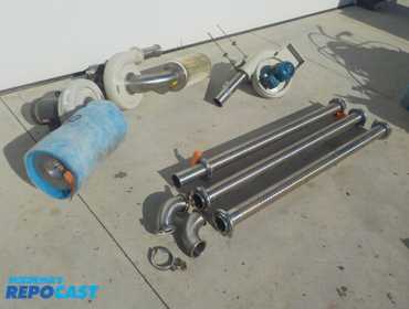 Lot of (3) Airtec air systems, 55" stainless steel air tubes, clamps, elbows, 1/2 HP Baldor and...