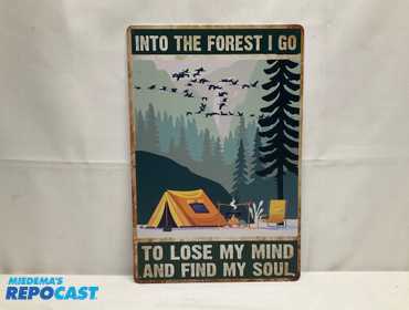 New Camping/Outdoors Themed metal sign with pre-drilled holes for hanging. Measures 11.75" x 7.75".