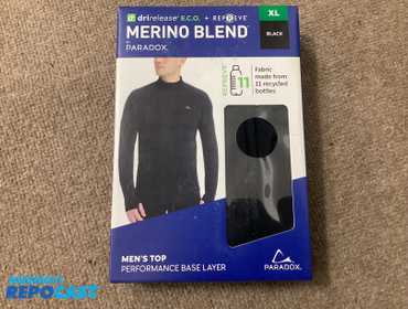 New Merino Blend Men’s Top Performance Base Layer by Paradox.  1/4 zip, drirelease, polyester,...