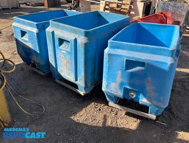 (3) Blue Carts on Wheels