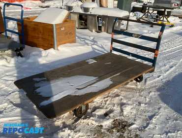 (1) Industrial wood/metal push cart on castors, measuring 3’ x 6’ x 3’