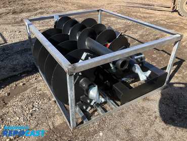 New JCT Hydraulic Auger Skid Steer Attachment with (3) Auger Bits, Universal Quick Attach, has...