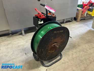 Plastic banding carts with banding tools.