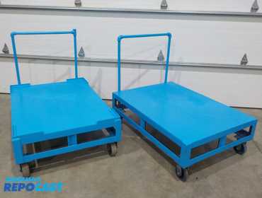 Lot of (2) Industrial Service Carts, Heavy duty steel platforms, casters, 45" x 32" x 14-1/2"...