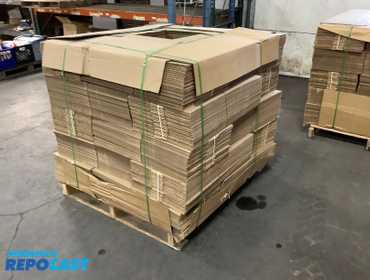 Skid of (500) 16”w x 12”d x 3”h Opus Packing Cardboard Boxes, new
