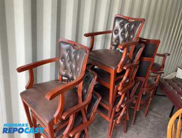 Lot of (10) Brown Leather Chairs 