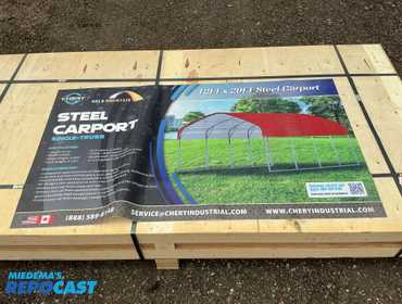 New Chery Industrial Gold Mountain 12’ x 20’ Steel Carport, 2.15 Meter Eave Height, 2.85 Meter...