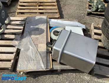 Skid Lot Including 48” x 16” Vinyl Flooring Tiles, 12” x 12” Flooring Tiles, Stainless Metal...