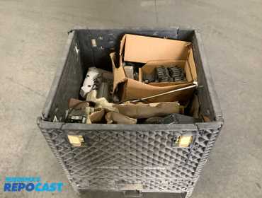 Collapsible skid lot with various industrial items including: receptacle gray faceplates, dorcy...