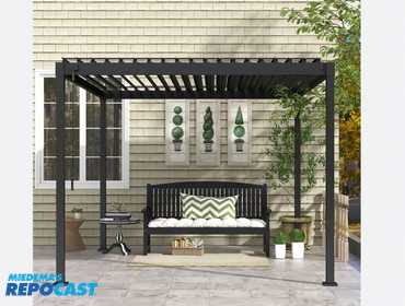 Mirador 80s 10’ 10’ Metal Frame Pergola with Adjustable Louver Roof, open box, appears to be...