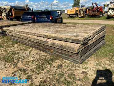 (4) Used Heavy Duty Wood Crane Mats, Approx. 15.5’ long x 92” wide x 8” thick, some damage to edges