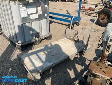 Metal Push Cart on Wheel Approximately 59”x24” Height Varies Broken Will not go up  BANK SEIZED