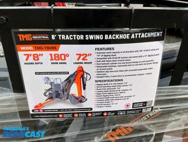 New in Crate TMG Industrial Model TMG-TBH88 3-Point Backhoe Attachment, 12” Bucket with Teeth,...