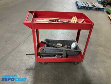 Red 2 Shelf Cart Approximately 33”x16”x31” with Various Tools 