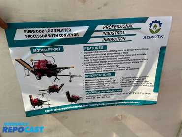 New in Crate AGT Industrial Model FP-30T Firewood Log Splitter Processor with Conveyor, 30 ton...