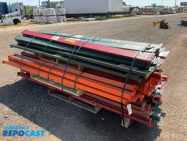 (52) 108”L teardrop pallet racking crossbeams, used