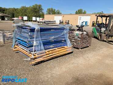 (21) scaffolding uprights 6’ 4”T x 44”, (5) scaffolding uprights 6’ 6”T x 61-1/2”, most of the...