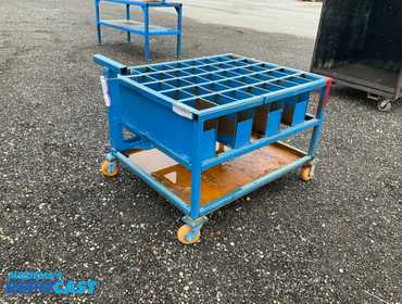 Metal rack with dividers on the top 37” x 45-1/2” x 31”T, top is divided into forty 6” x 5”...