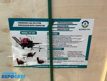 New in Crate AGT Industrial Model FP-30T Firewood Log Splitter Processor with Conveyor, 30 ton...