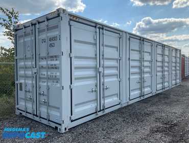 2025 40’L x 8’W x 9’ 6”T High Cube Shipping/Ground Container, swing doors on one end and four...