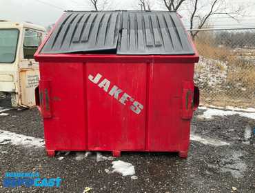 Steel Garbage Dumpster 80”D, 75”W, and 79” to the Highest Point. There some rust holes in the...