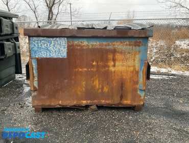 Steel Garbage Dumpster 74”D, 75-1/2”W, and 60” to the Highest Point 