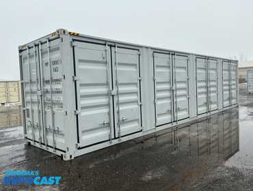 2025 40’L x 8’W x 9’ 6”T High Cube Shipping/Ground Container, swing doors on one end and four...